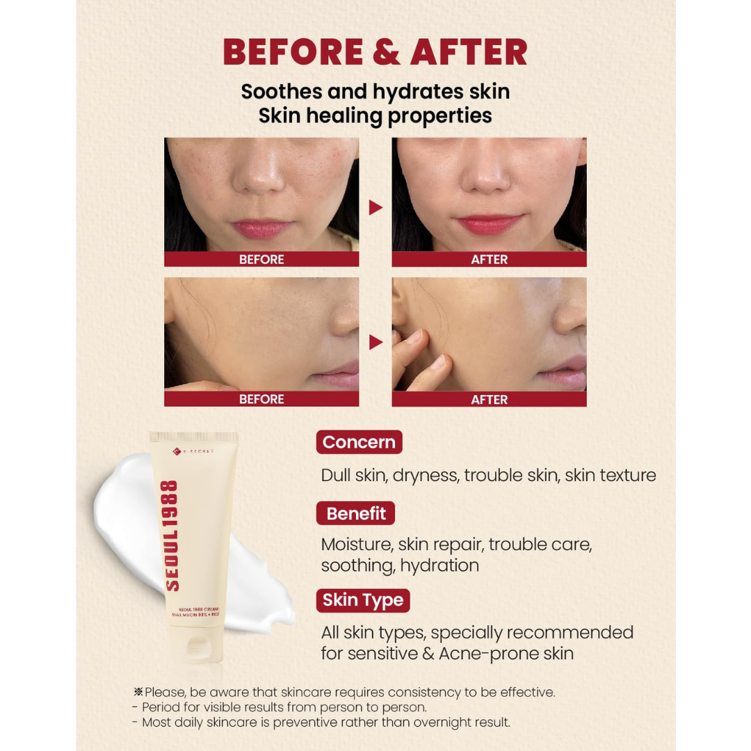 KSECRET SEOUL 1988 Cream : Snail Mucin 93% + Rice