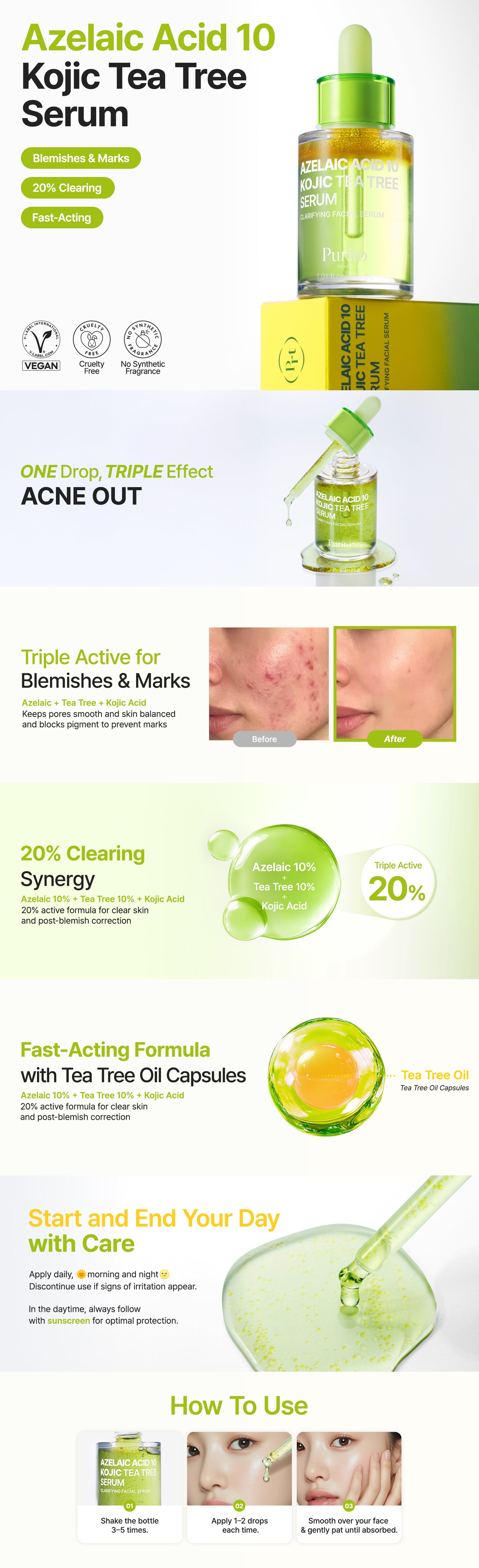 PURITO SEOUL Azelaic 10 Kojic Azulene Serum